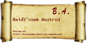 Belácsek Asztrid névjegykártya